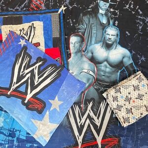 WWE Comforter Bedding Set John Cena Triple H Undertaker Wrestling Blue Y2K Full